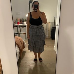 Mango Gingham Ruffled Skirt